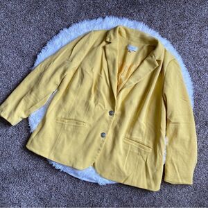 Talbots Blazer Jacket Lined Yellow Button Front Cotton Women’s Size 16W Office‎